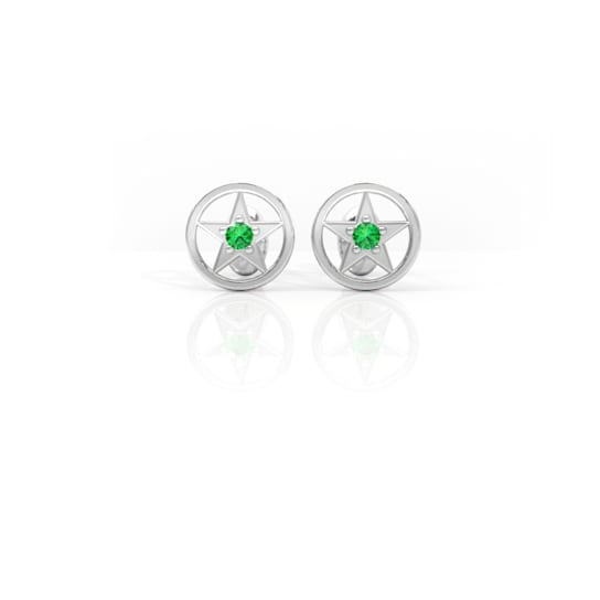 Grass Collection - Sterling Silver Star Earrings  – 1 Intense Green
Natural Emerald