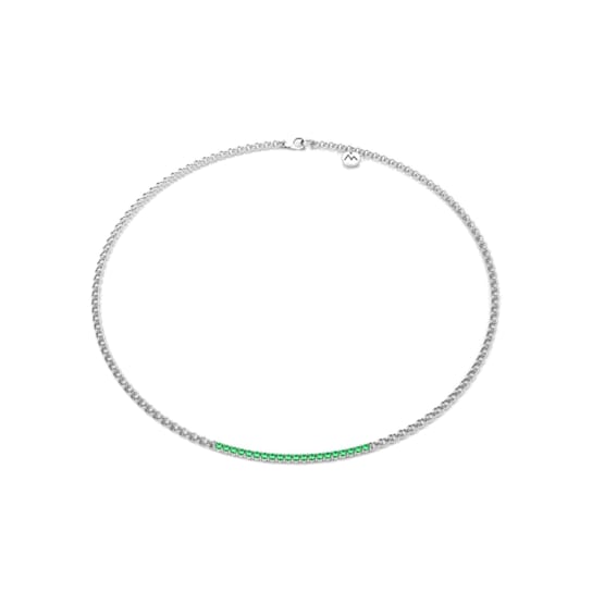 Grass Collection – 18ct White Gold Necklace – 20 Intense Green Natural Emeralds