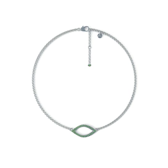 Rose Leaf Collection - 14ct White Gold setting Sterling Silver chain
Necklace - 38 Green Emeralds