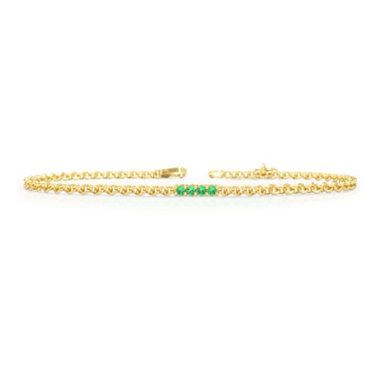 Grass Collection - Gold Over Sterling Silver Bracelet – 4 Intense Green
Natural Emeralds
