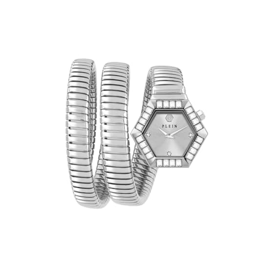 $nake Hexagon Silver Tone Dial Stainless Steel Crystal Watch