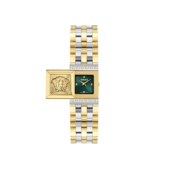 Versace Reveal Green Dial Two-tone Stainless Steel Bracelet Watch
