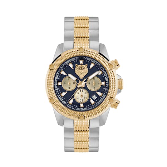 Hurricane Chronograph Blue Dial Two-tone Bracelet Watch