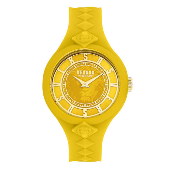 Versus Versace Fire Island Studs Yellow Silicone Strap Watch