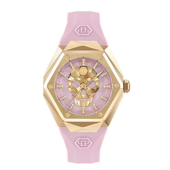 The $kull Spikes Pink Dial Silicone Watch