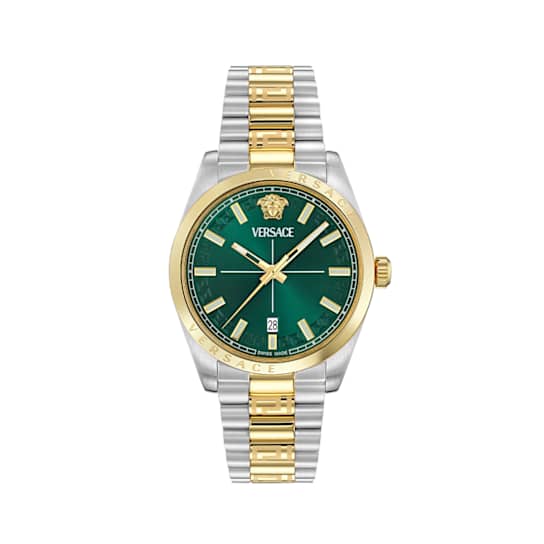 Versace Millenyium Green Dial Two-tone Stainless Steel Bracelet Watch