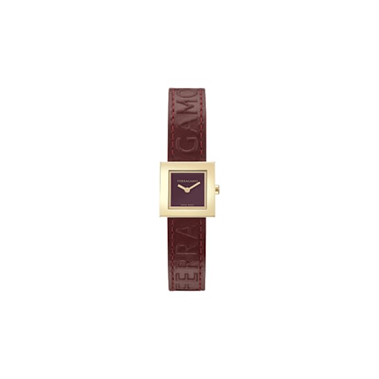 Ferragamo Portrait Burgundy Dial Leather Strap Watch