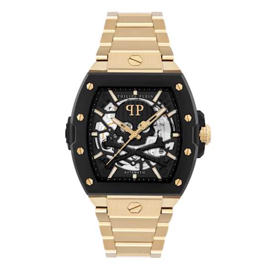 The $keleton 2.0 Black Skeleton Dial Yellow Stainless Steel Automatic Watch