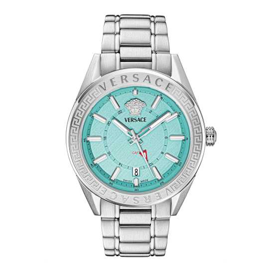 V-Code GMT Blue Sunray Dial Stainless Steel Bracelet Watch