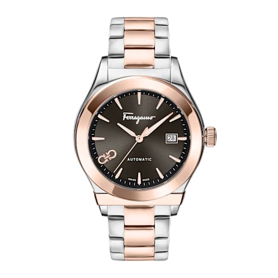 Ferragamo 1927 Black Dial Two-tone Stainless Steel Automatic Watch