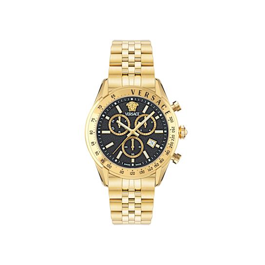 Versace Chrono Master Mens Watch IP Yellow Gold Case and Bracelet Black
Guilloché Dial