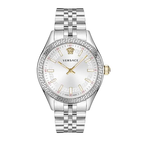 Versace Hellenyium Silver Tone Sunray Dial Bracelet Watch