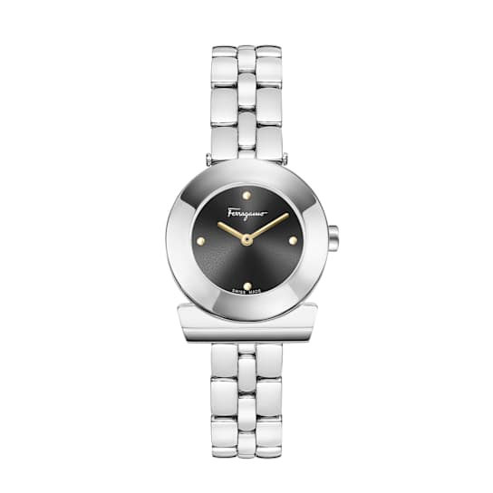 Ferragamo Gancino Black Dial Stainless Steel Bracelet Watch