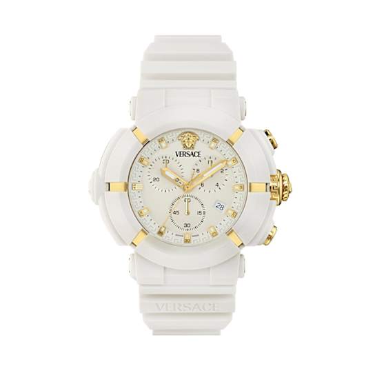 Versace Real Active Chrono White Dial Silicone Strap Watch