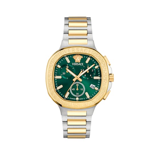 V-Chrono Square Green Dial Two-tone Stainless Steel Bracelet Watch