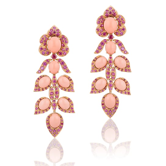 Andreoli Coral And Sapphire Earrings