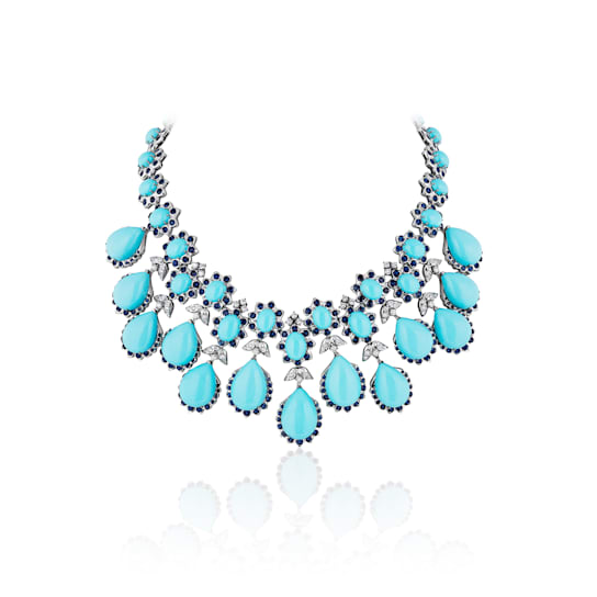 Andreoli Turquoise, Sapphire, And Diamond Necklace