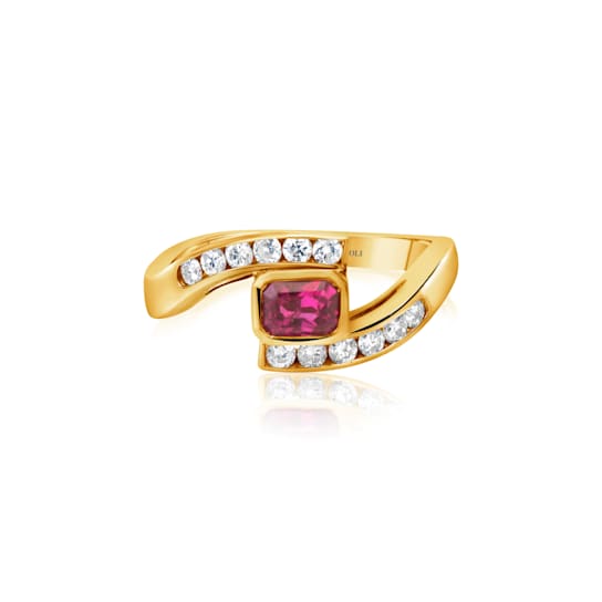 Andreoli Ruby And Diamond Bypass Ring