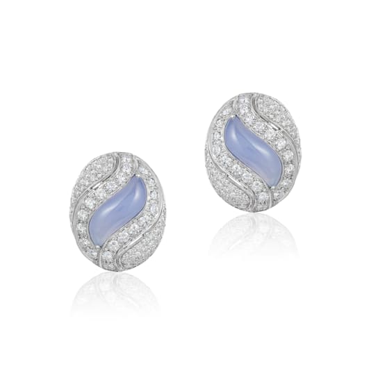 Andreoli Chalcedony And Diamond Earrings