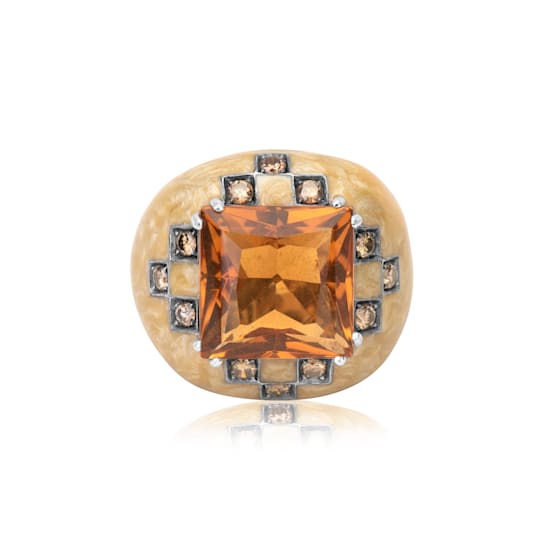 Andreoli Enamel Citrine And Diamond Ring