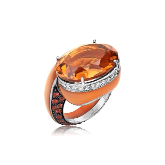 Andreoli Mother of Pearl Citrine And Diamond Ring