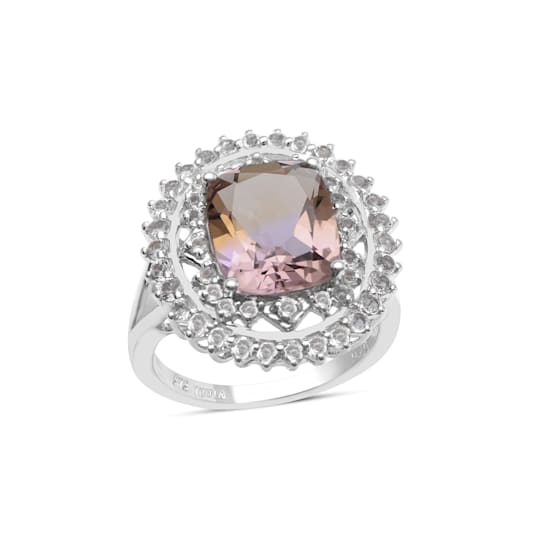 Rhodium Over Sterling Silver Ametrine And White Topaz Ring 5.86ctw