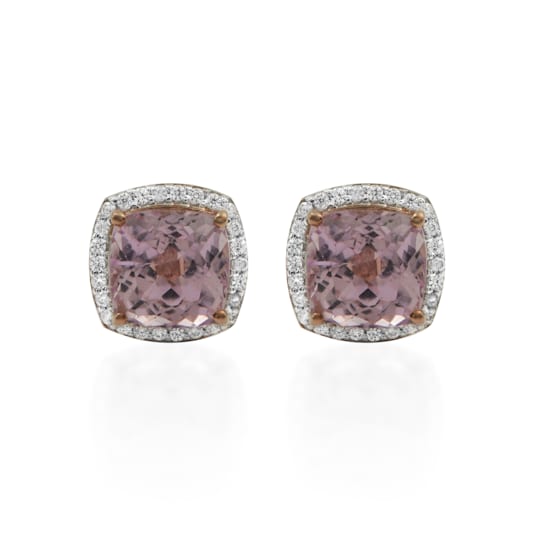 18K Gold Over Sterling Silver Kunzite And Natural Zircon With Rhodium
Studs 9.83ctw