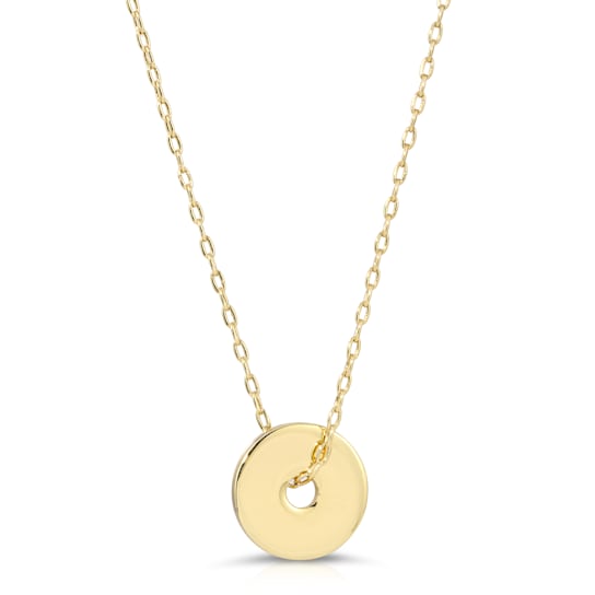 14k Yellow Gold Overlay on Brass Disc Floater Necklace