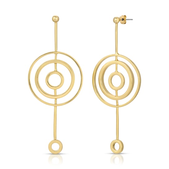 14k Yellow Gold Overlay on Brass Satellite Statement Earrings