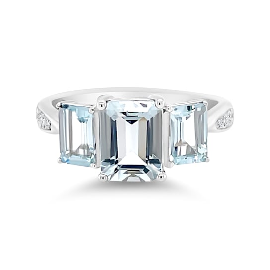 14K White Gold Aquamarine and Diamond Ring 2.37ctw
