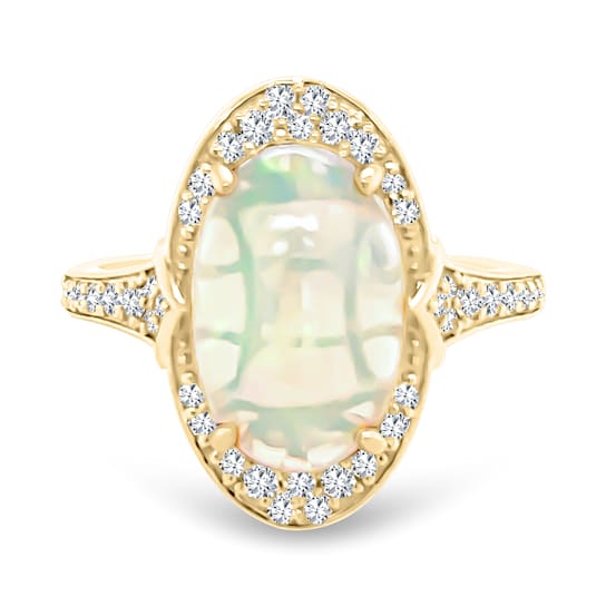 18K Yellow Gold Opal and Diamond Ring 2.78ctw