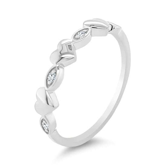 18K White Gold Diamond Heart Ring  .06ctw