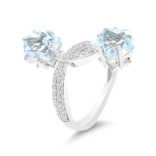 18K White Gold Aquamarine and Diamond Ring 3.90ctw