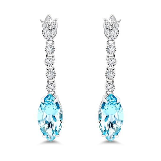 18K White Gold Aquamarine and Diamond Earrings 5.45ctw