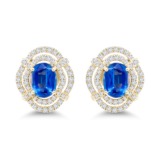 18K Yellow Gold Kyanite and White Diamond Earrings