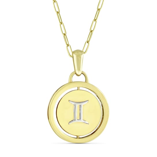 Yellow gold Plate over Sterling Silver Gemini Zodiac Constellation Pendant