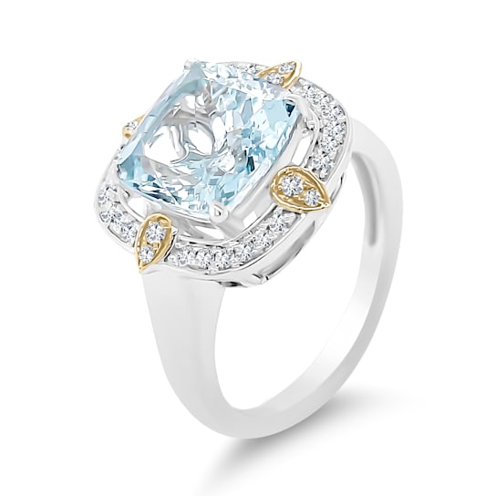 18K White Gold Aquamarine and Diamond Ring 3.40ctw