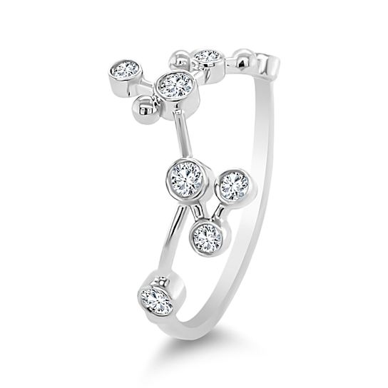 18K Gold Sagittarius Zodiac Constellation Ring .21ctw