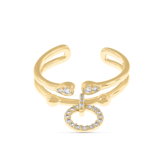 Yellow Gold Plated Silver White Sapphire Adjustable Ring