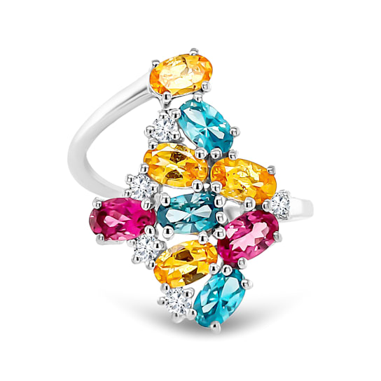 Spessartine,Tourmaline and Zircon Ring