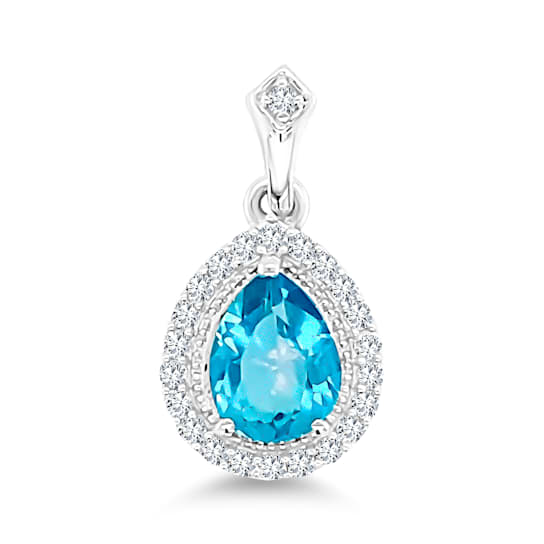 STERLING SILVER PEAR PARAIBA TOPAZ PENDANT