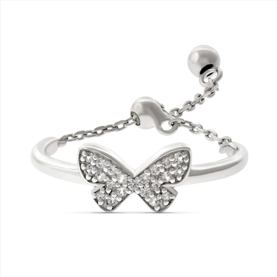 Sterling Silver White Sapphire Butterfly Ring.