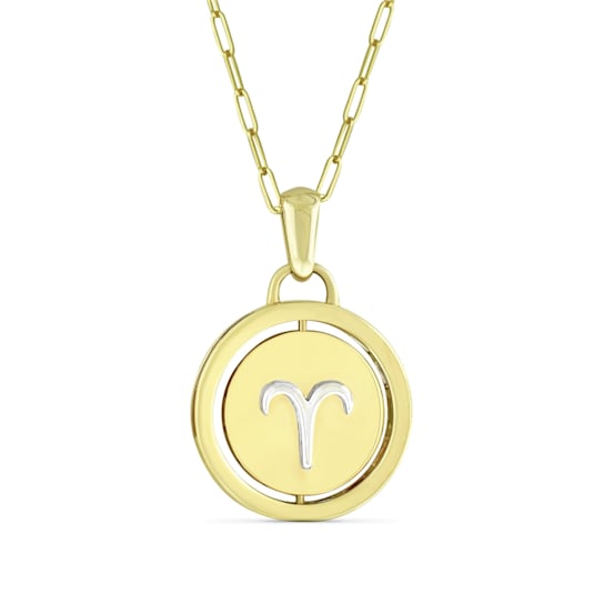 Yellow gold Plate over Sterling Silver Aries Zodiac Constellation Pendant