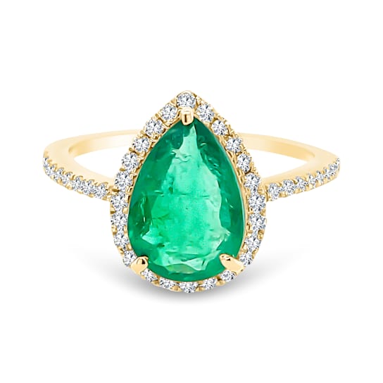 18K Yellow Gold Emerald and Diamond Ring 2.25ctw