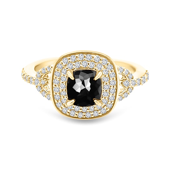 Gold Statement Ring with Black and White Diamonds