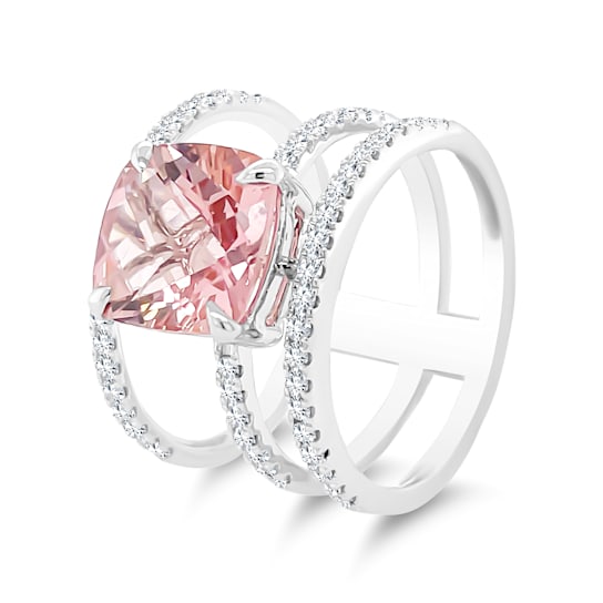 18K White Gold Pink Tourmaline and Diamond Ring 3.57ctw