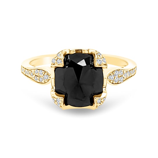 Gold Black Cushion Shape Diamond Ring