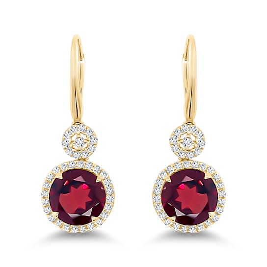 18K Yellow Gold Garnet and Diamond Earrings 8.30ctw