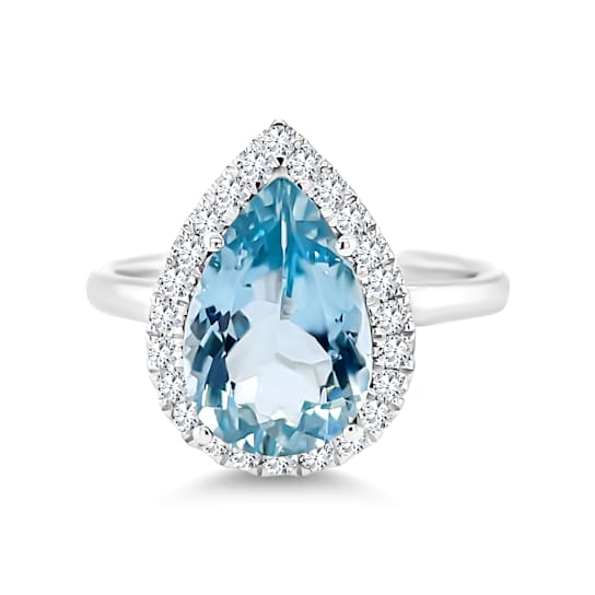 14K White Gold Apatite and Diamond Ring 2.84ctw