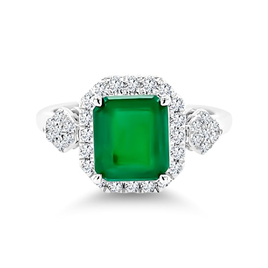 14K White Gold Emerald and Diamond Ring 2.49ctw
